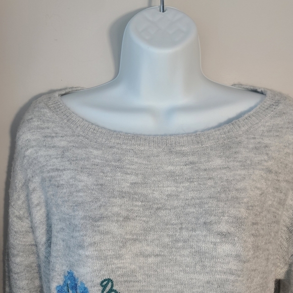 Wool Blend Embroidered Sweater Sz Small Floral Garden Bee Office Business Warm - Picture 6 of 12